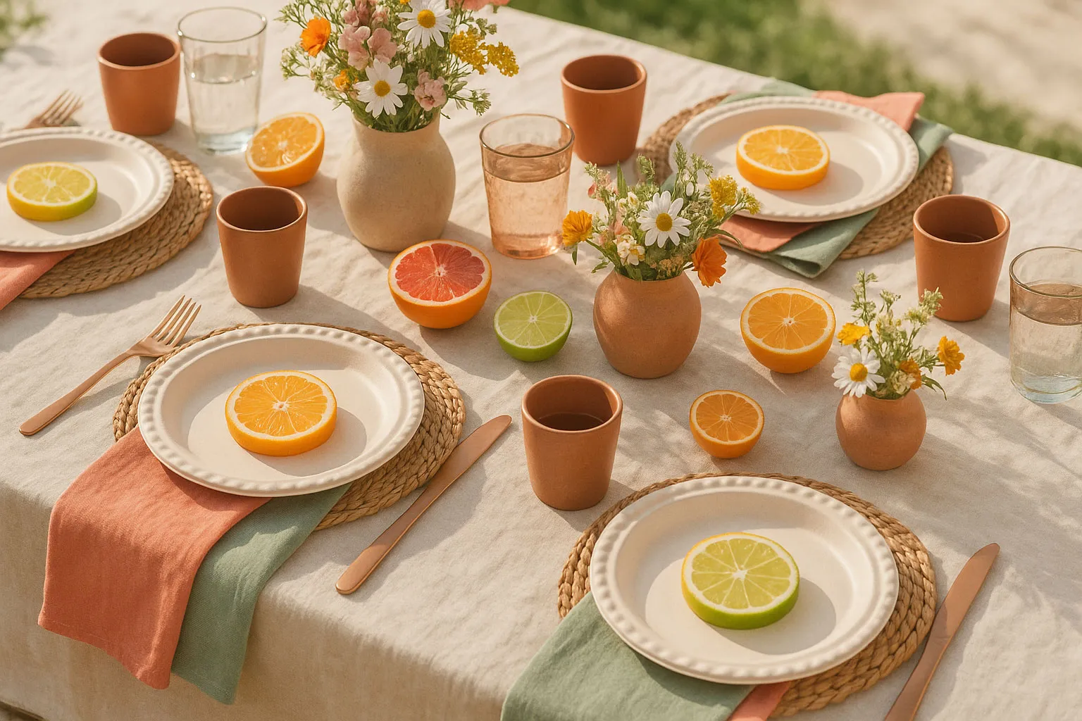 Modern Boho Tablescape eco-friendly plates