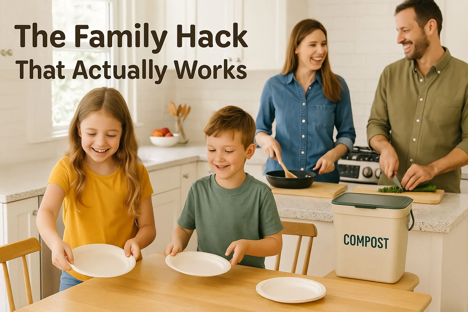 family hack for eco-friendly compostable plates zero dish washing