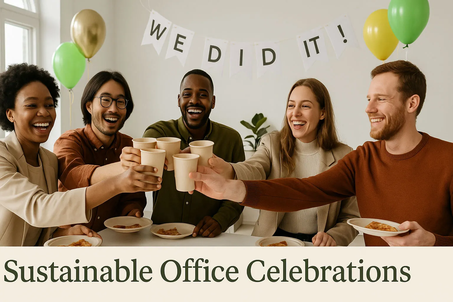 sustainable office lunce celebrations paper cups and plates eco-friendly compostable